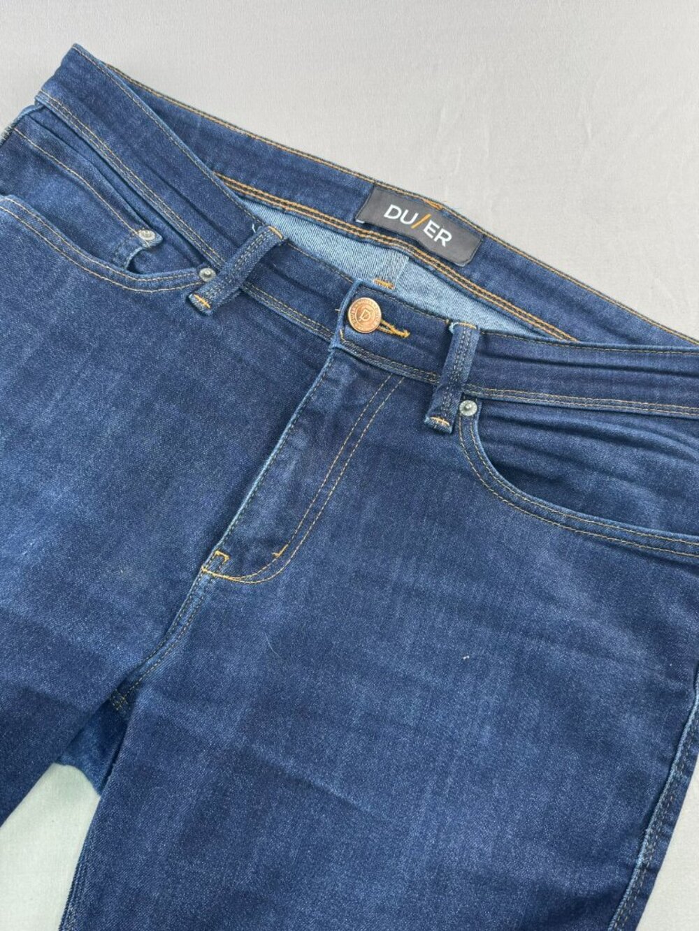 DU/ER Men's Denim 33x30 MFLS3002 Dark Wash Jeans Preppy Straight Stretch Classic